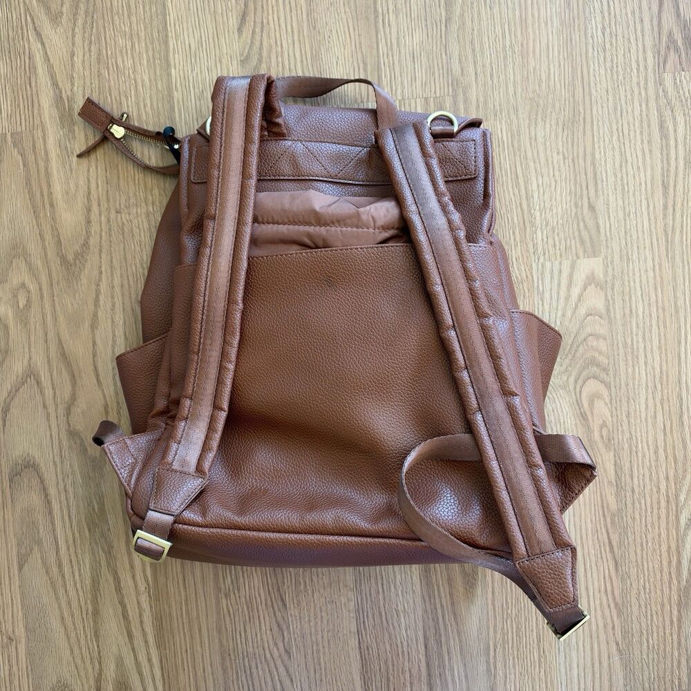 Freshly Picked Convertible Classic Diaper Bag ll Backpack Cognac Brown Leather - Picture 9 of 16